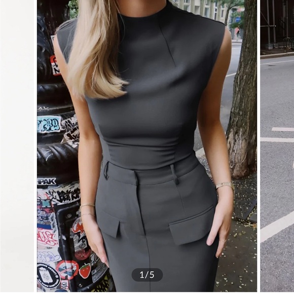 Solid Mock Neck Sleeveless Top / COMMENSE - Picture 2 of 2